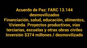 Proceso de paz con FARC $4.9 billones, irreversible