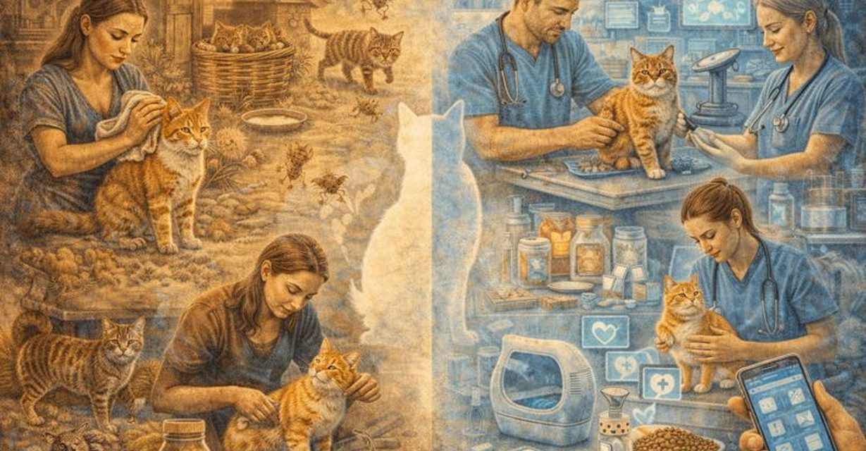Evolución de los cuidados del gato: del instinto a la medicina veterinaria moderna