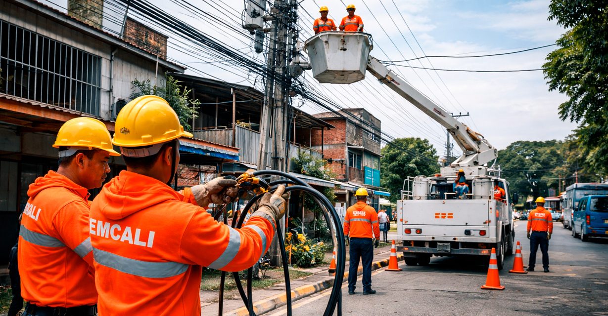 EMCALI atiende interrupciones mediante cuadrillas técnicas, diagnóstico en campo y reposición de infraestructura afectada en la red de distribución