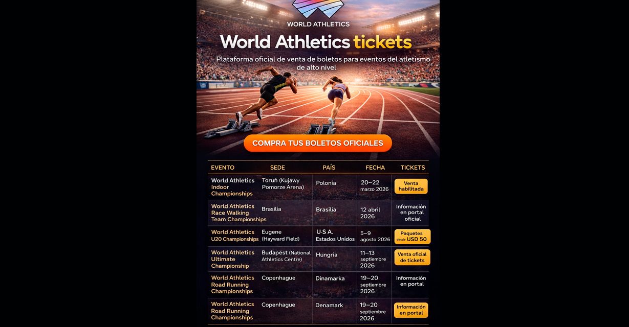 World Athletics habilita plataforma oficial para compra de entradas a sus principales eventos