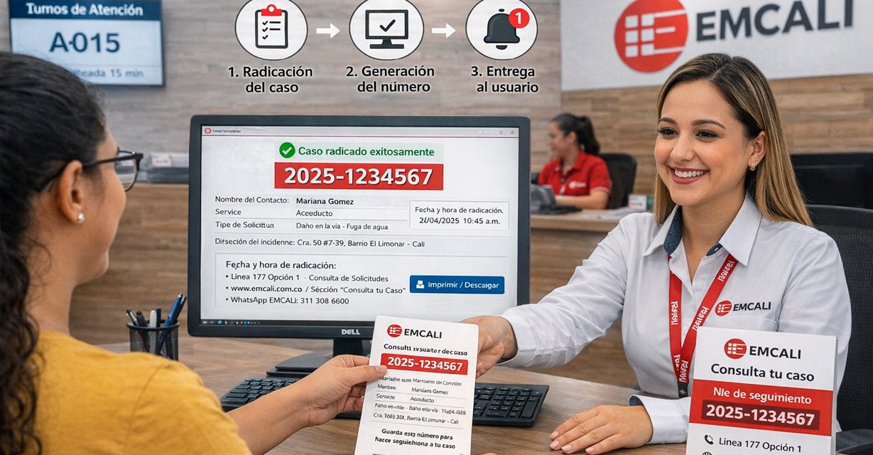 Emcali formaliza la solicitud y asigna número de seguimiento a cada caso