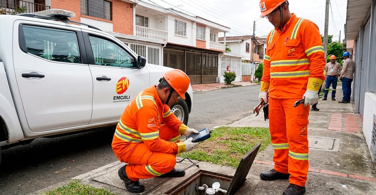 El técnico de EMCALI diagnostica el problema en el sitio