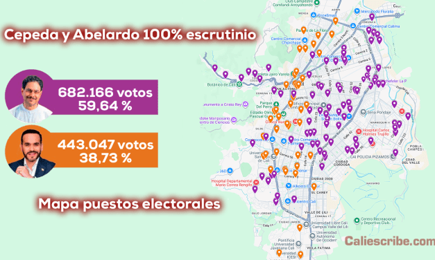 Votaciones por puesto 2ª vuelta presidencial Cali, ganadores la abstencion y Cepeda