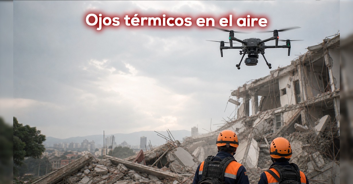 Drones sobre los escombros en Cali