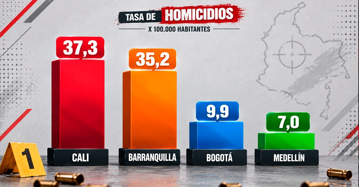 Cali y Barranquilla: las tasas más altas de homicidio