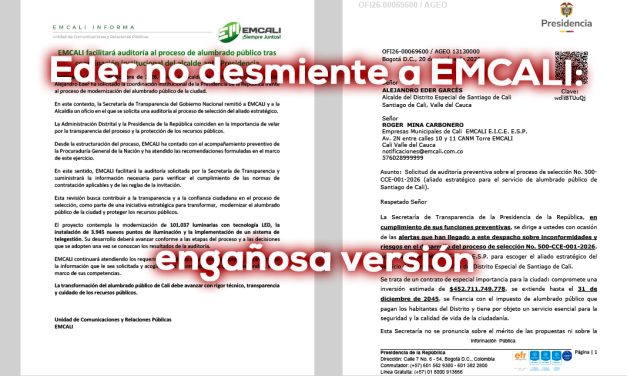 Duro golpe a Emcali (Eder), por licitación de alumbrado público